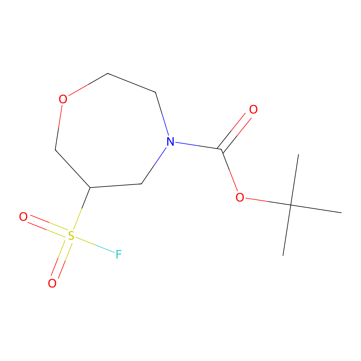 Tert-butyl 6-(fluorosulfonyl)-1,4-oxazepane-4-carboxylate molecular structure, CAS 2757955-00-1