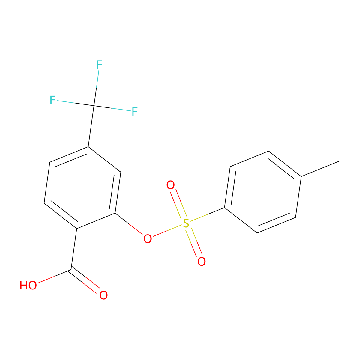 2-[(4-Methylbenzenesulfonyl)oxy]-4-(trifluoromethyl)benzoic acid molecular structure, CAS 2757955-03-4