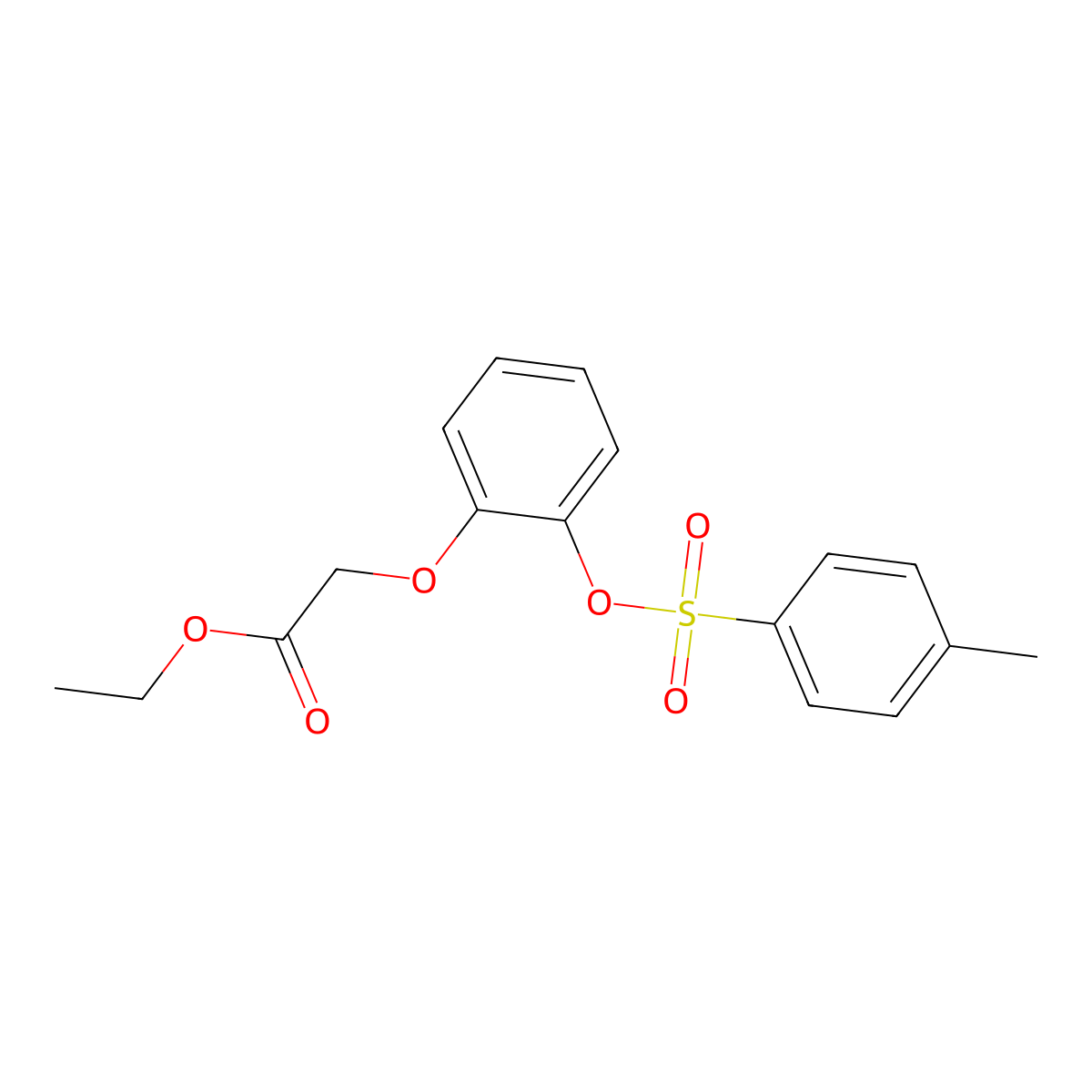 Ethyl 2-{2-[(4-methylbenzenesulfonyl)oxy]phenoxy}acetate molecular structure, CAS 2757955-07-8