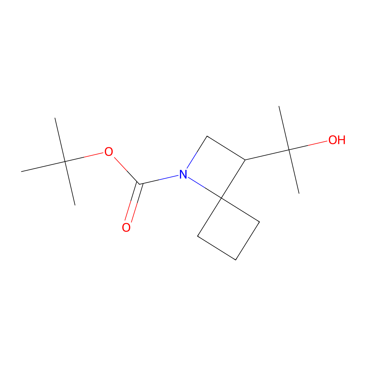 Tert-butyl 3-(2-hydroxypropan-2-yl)-1-azaspiro[3.3]heptane-1-carboxylate molecular structure, CAS 2757955-15-8