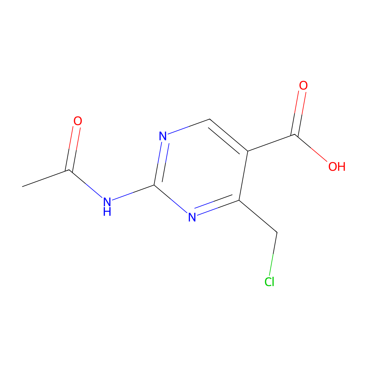 4-(Chloromethyl)-2-acetamidopyrimidine-5-carboxylic acid molecular structure, CAS 2757955-16-9