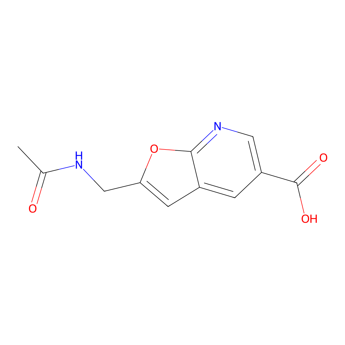 2-(Acetamidomethyl)furo[2,3-b]pyridine-5-carboxylic acid molecular structure, CAS 2757955-29-4