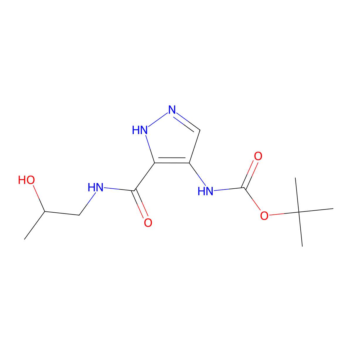 tert-butyl N-{3-[(2-hydroxypropyl)carbamoyl]-1H-pyrazol-4-yl}carbamate molecular structure, CAS 2757955-32-9