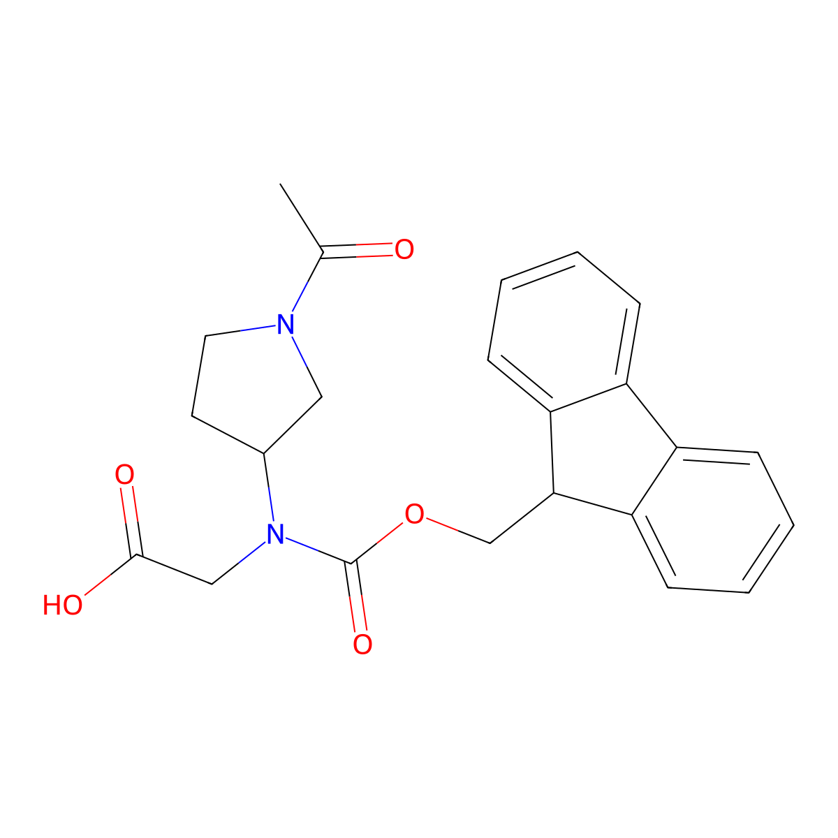 2-[(1-acetylpyrrolidin-3-yl)({[(9H-fluoren-9-yl)methoxy]carbonyl})amino]acetic acid molecular structure, CAS 2757955-40-9