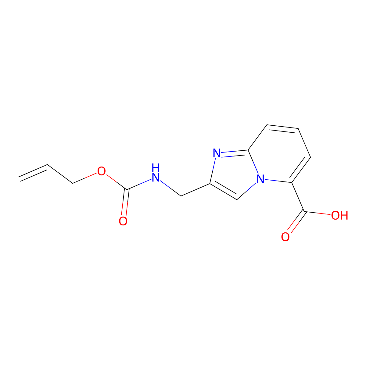 2-({[(Prop-2-en-1-yloxy)carbonyl]amino}methyl)imidazo[1,2-a]pyridine-5-carboxylic acid molecular structure, CAS 2757955-45-4