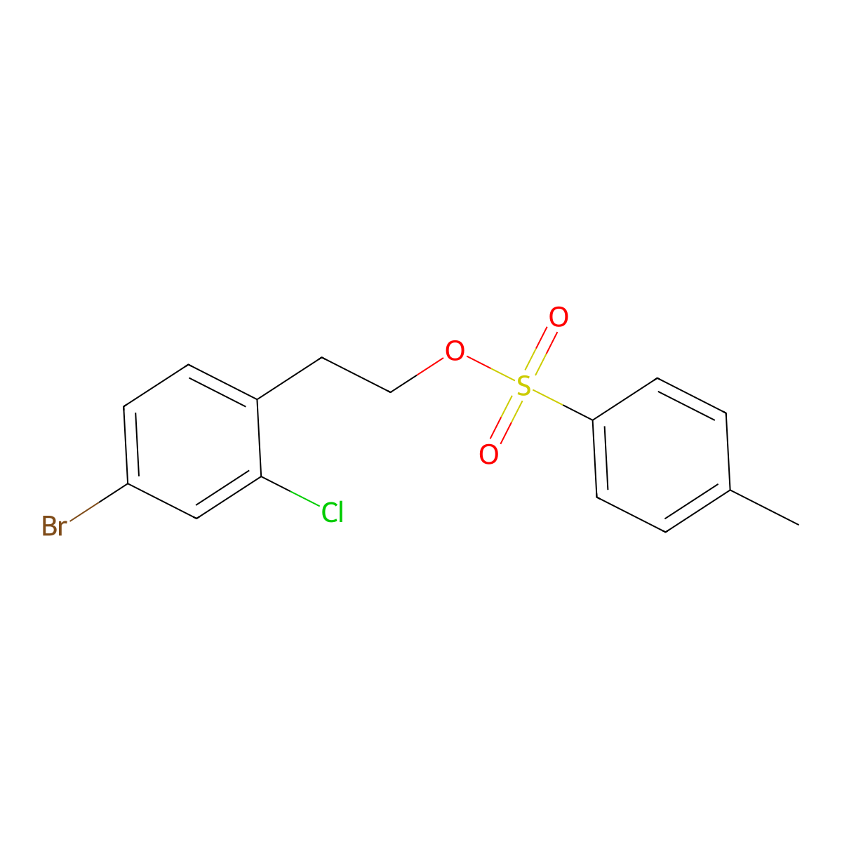 2-(4-Bromo-2-chlorophenyl)ethyl 4-methylbenzene-1-sulfonate molecular structure, CAS 2757955-48-7