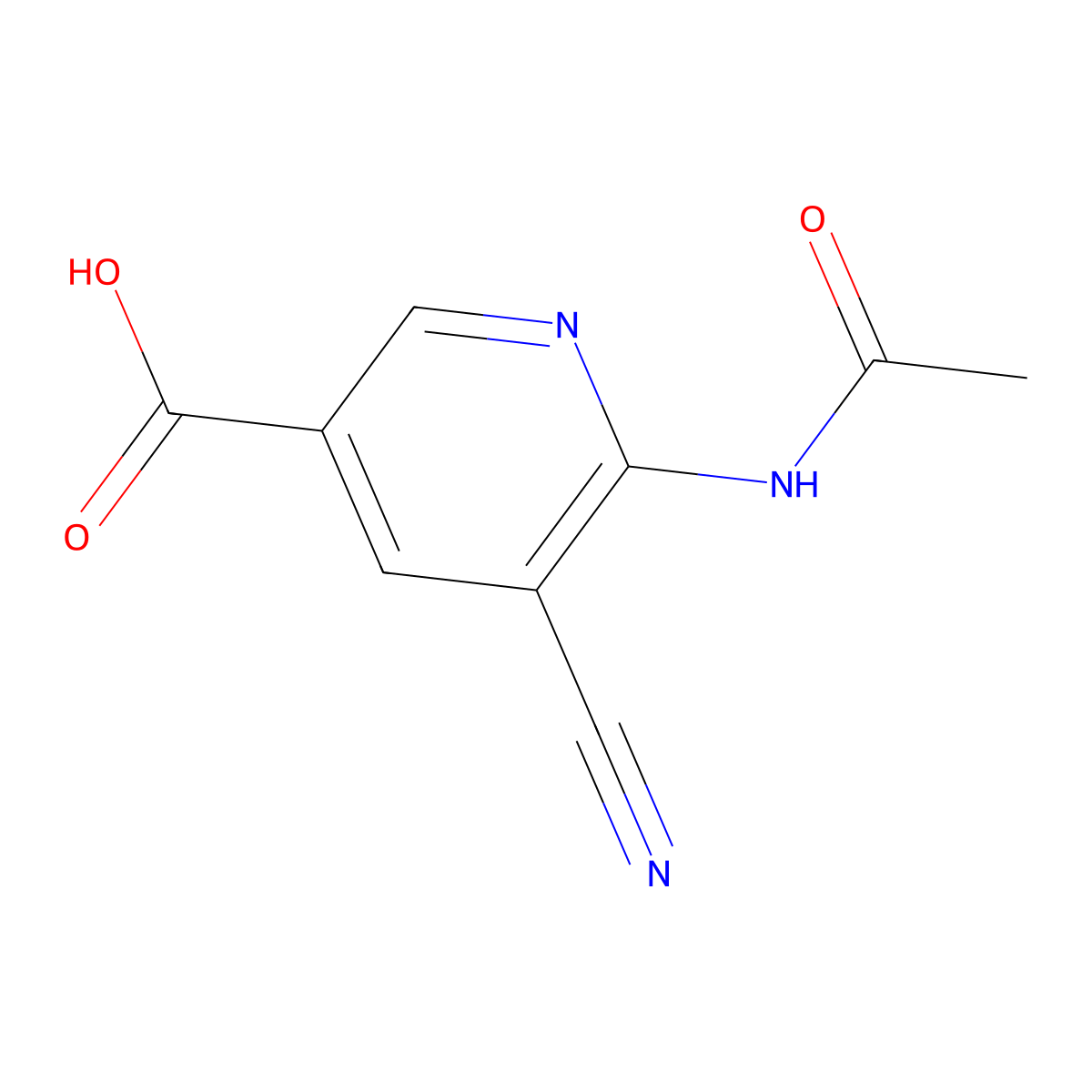 5-Cyano-6-acetamidopyridine-3-carboxylic acid molecular structure, CAS 2757955-50-1