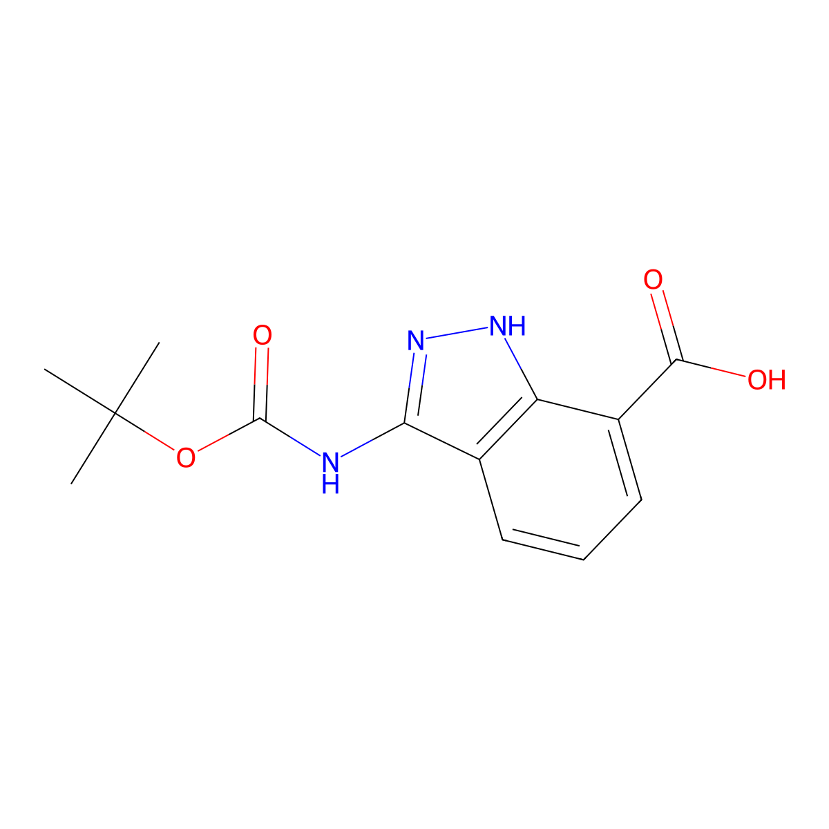 3-{[(tert-butoxy)carbonyl]amino}-1H-indazole-7-carboxylic acid molecular structure, CAS 2757955-53-4