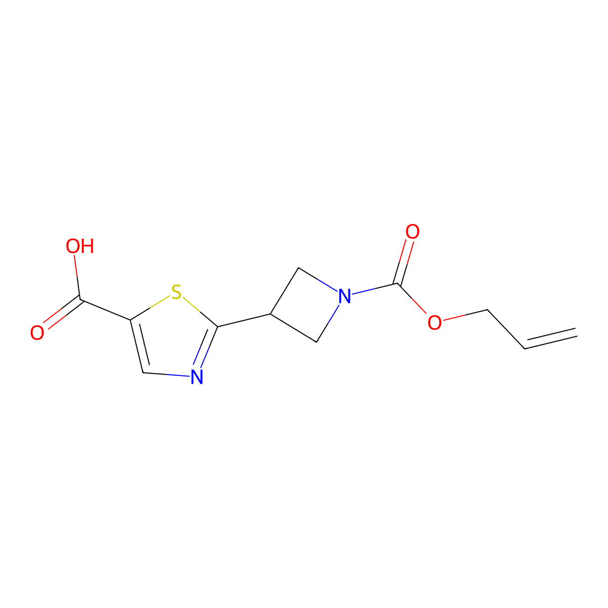 2-{1-[(Prop-2-en-1-yloxy)carbonyl]azetidin-3-yl}-1,3-thiazole-5-carboxylic acid molecular structure, CAS 2757955-54-5