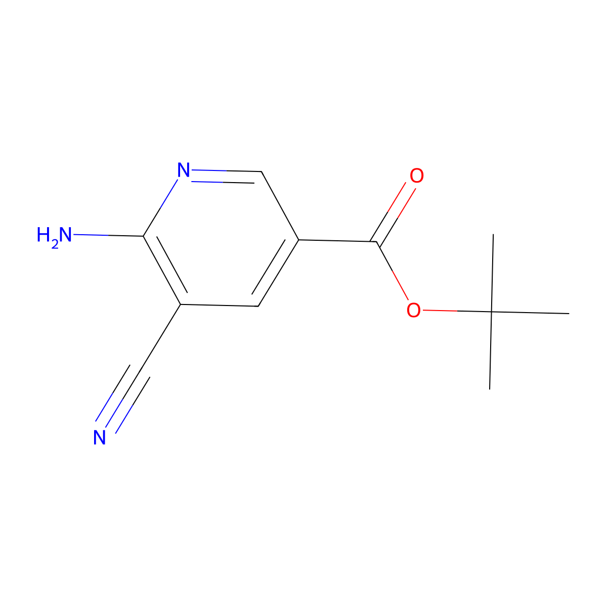 Tert-butyl 6-amino-5-cyanopyridine-3-carboxylate molecular structure, CAS 2757955-56-7