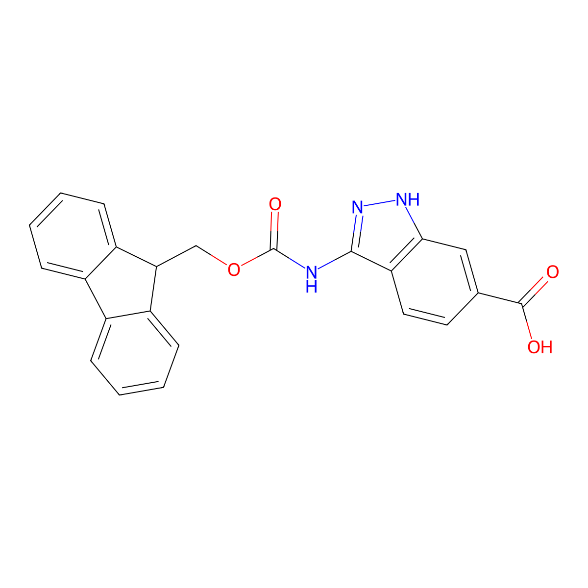 3-({[(9H-fluoren-9-yl)methoxy]carbonyl}amino)-1H-indazole-6-carboxylic acid molecular structure, CAS 2757955-60-3