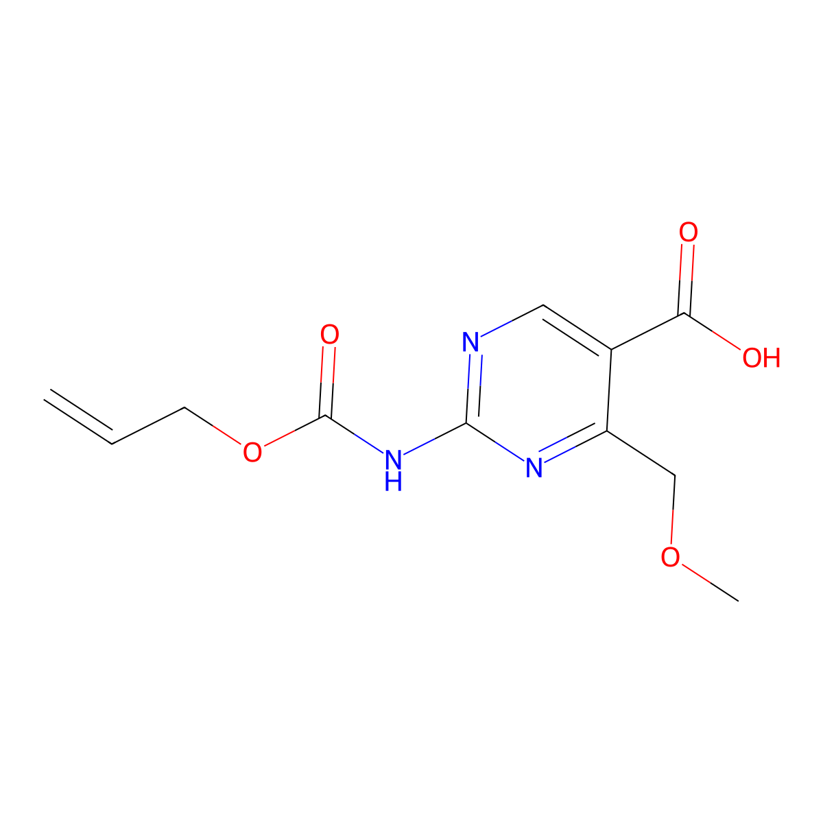 4-(Methoxymethyl)-2-{[(prop-2-en-1-yloxy)carbonyl]amino}pyrimidine-5-carboxylic acid molecular structure, CAS 2757955-63-6