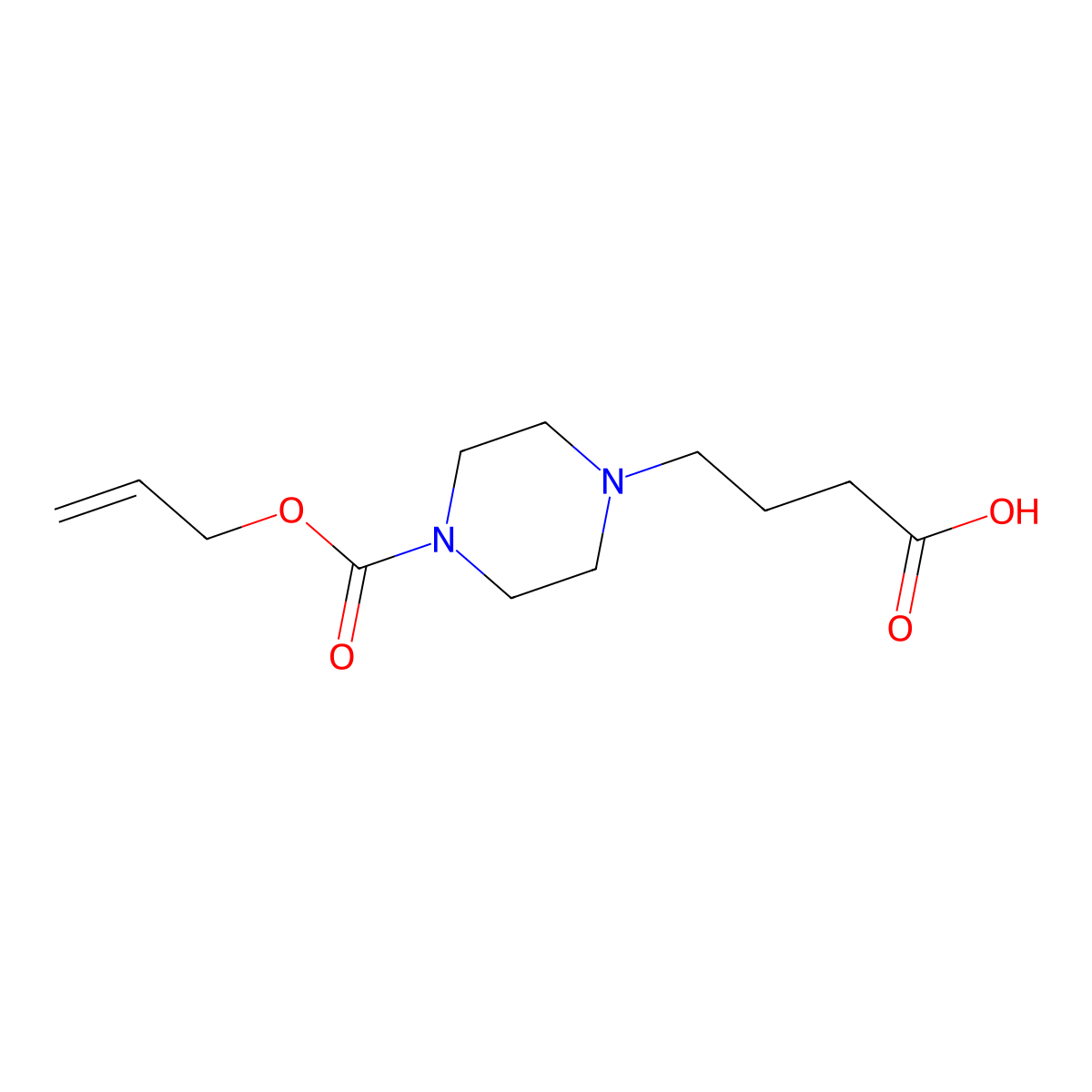 4-{4-[(Prop-2-en-1-yloxy)carbonyl]piperazin-1-yl}butanoic acid molecular structure, CAS 2757955-68-1