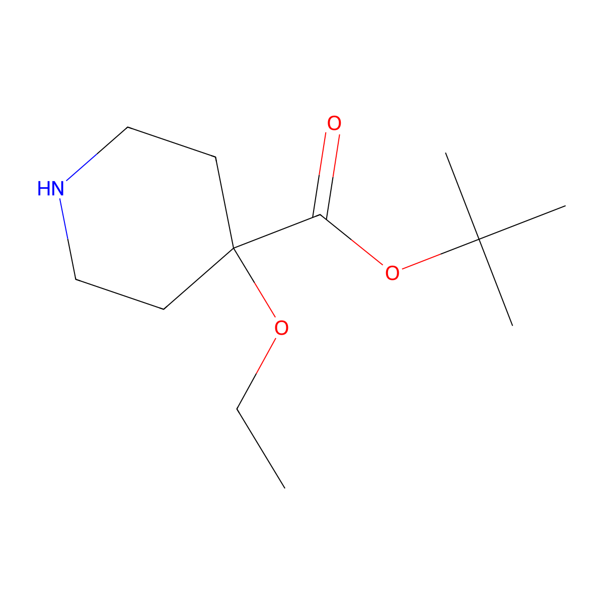 Tert-butyl 4-ethoxypiperidine-4-carboxylate molecular structure, CAS 2757955-75-0