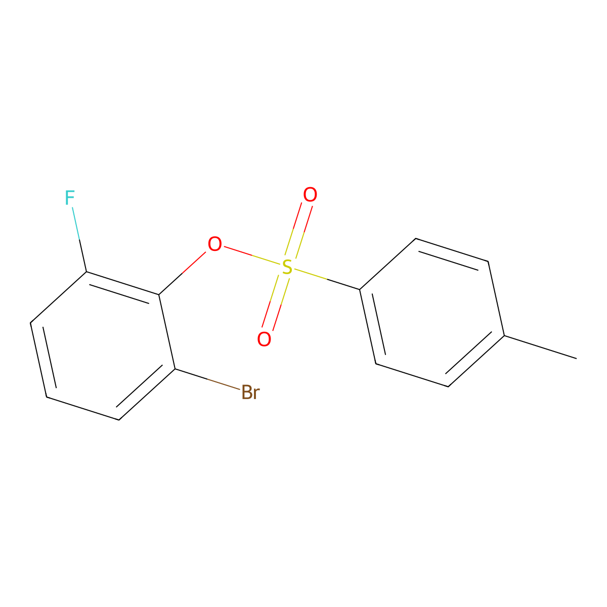 2-Bromo-6-fluorophenyl 4-methylbenzene-1-sulfonate molecular structure, CAS 2757955-77-2