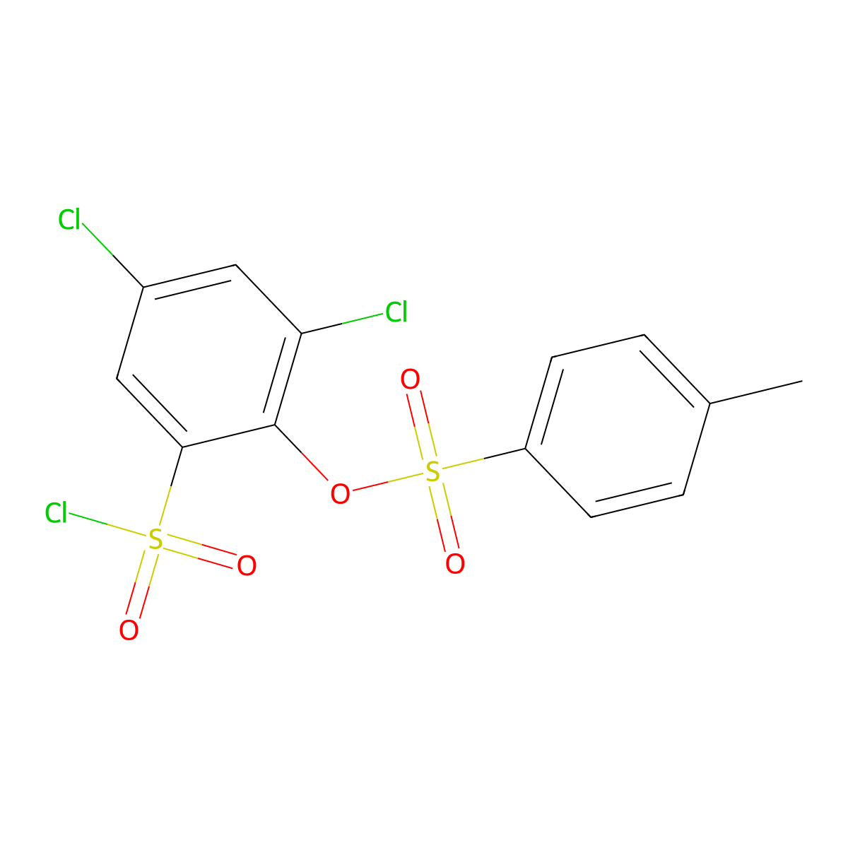 2,4-Dichloro-6-(chlorosulfonyl)phenyl 4-methylbenzene-1-sulfonate molecular structure, CAS 2757955-78-3