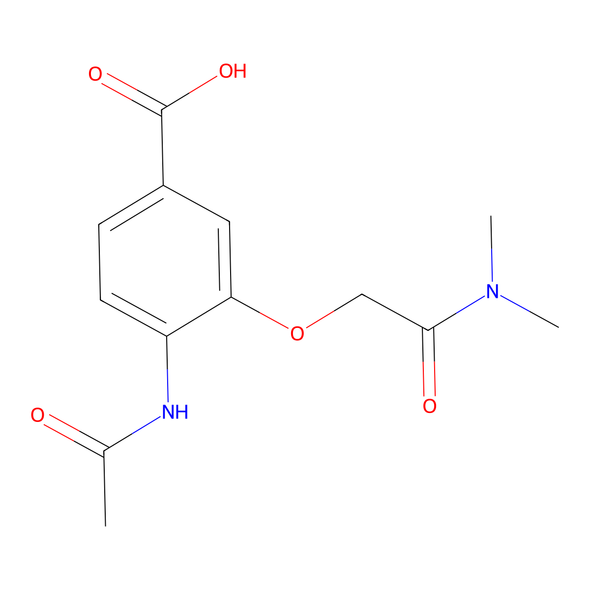 3-[(Dimethylcarbamoyl)methoxy]-4-acetamidobenzoic acid molecular structure, CAS 2757955-79-4