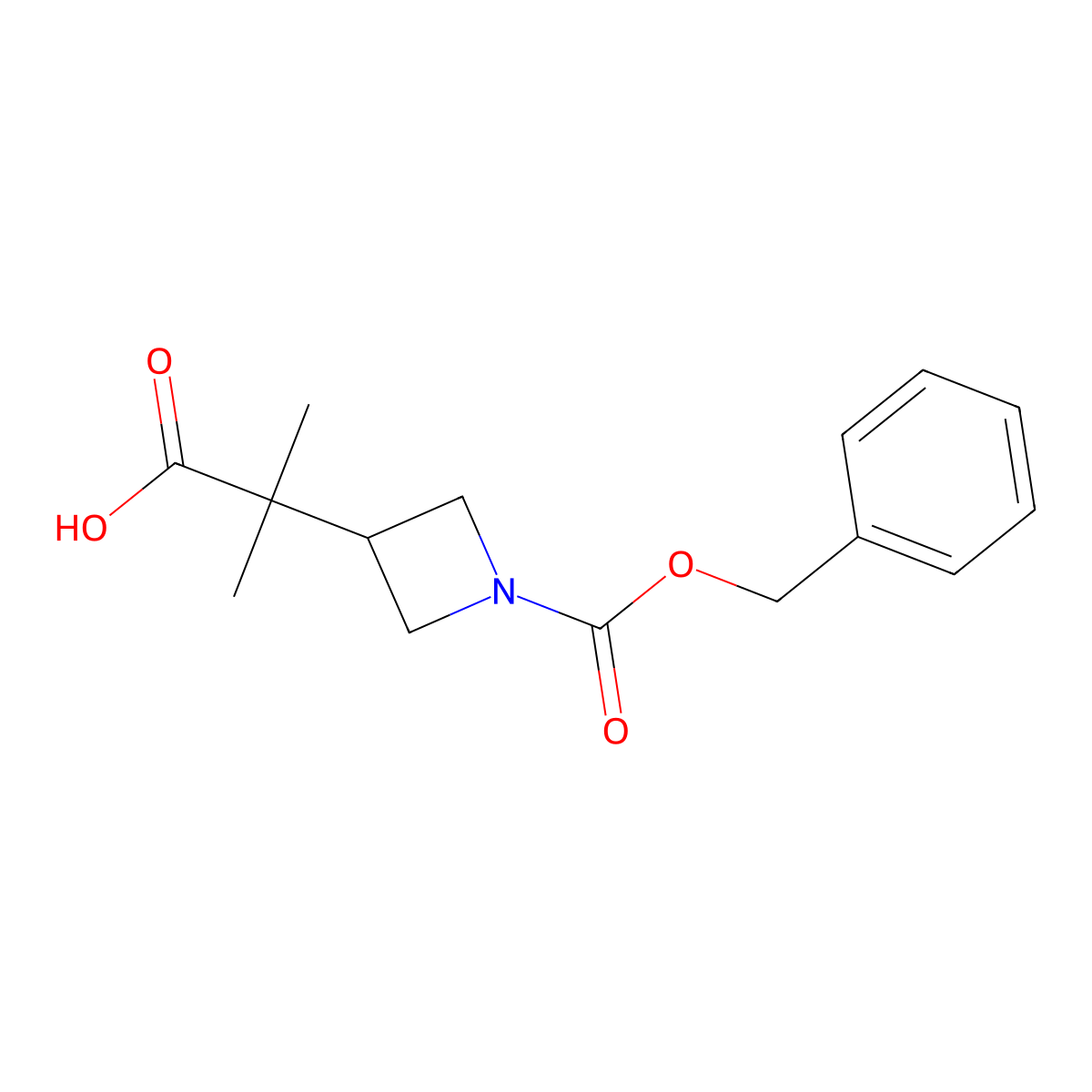 2-{1-[(Benzyloxy)carbonyl]azetidin-3-yl}-2-methylpropanoic acid molecular structure, CAS 2757955-81-8