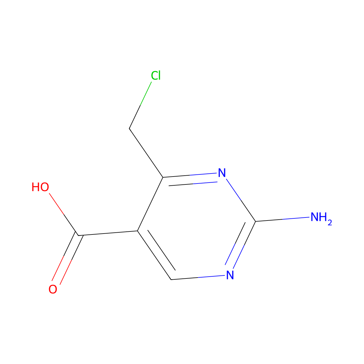 2-Amino-4-(chloromethyl)pyrimidine-5-carboxylic acid molecular structure, CAS 2757955-82-9
