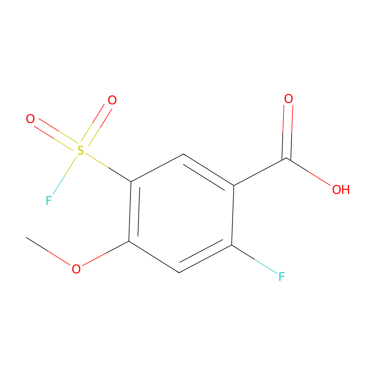 2-Fluoro-5-(fluorosulfonyl)-4-methoxybenzoic acid molecular structure, CAS 2757955-87-4