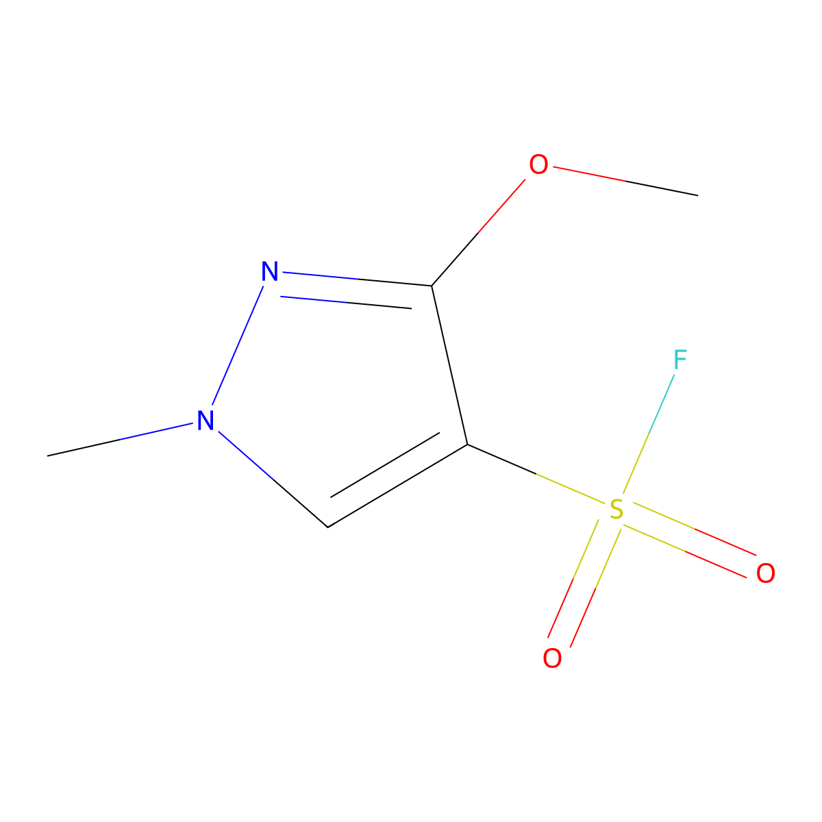 3-methoxy-1-methyl-1H-pyrazole-4-sulfonyl fluoride molecular structure, CAS 2757955-89-6