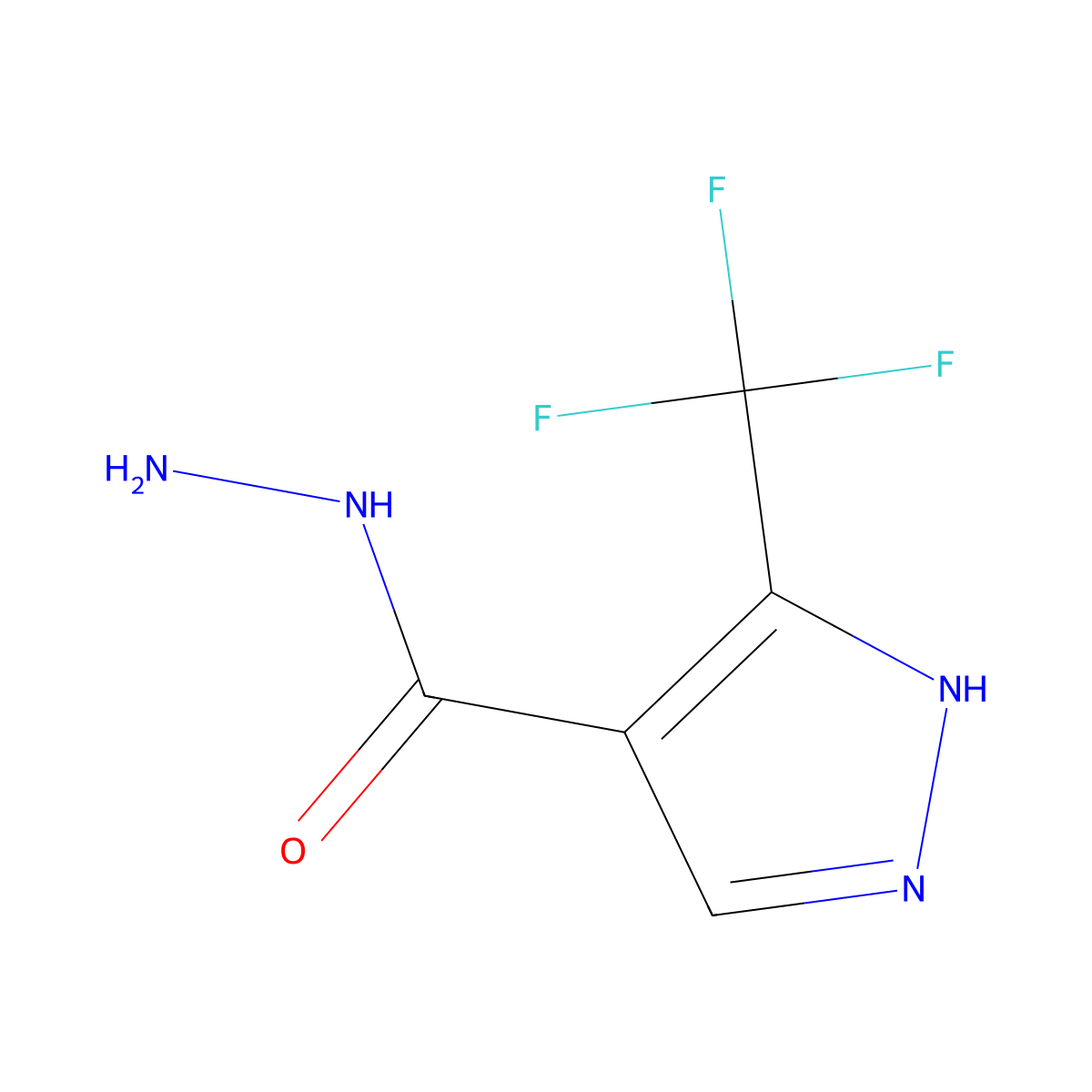 3-(trifluoromethyl)-1H-pyrazole-4-carbohydrazide molecular structure, CAS 2757955-94-3