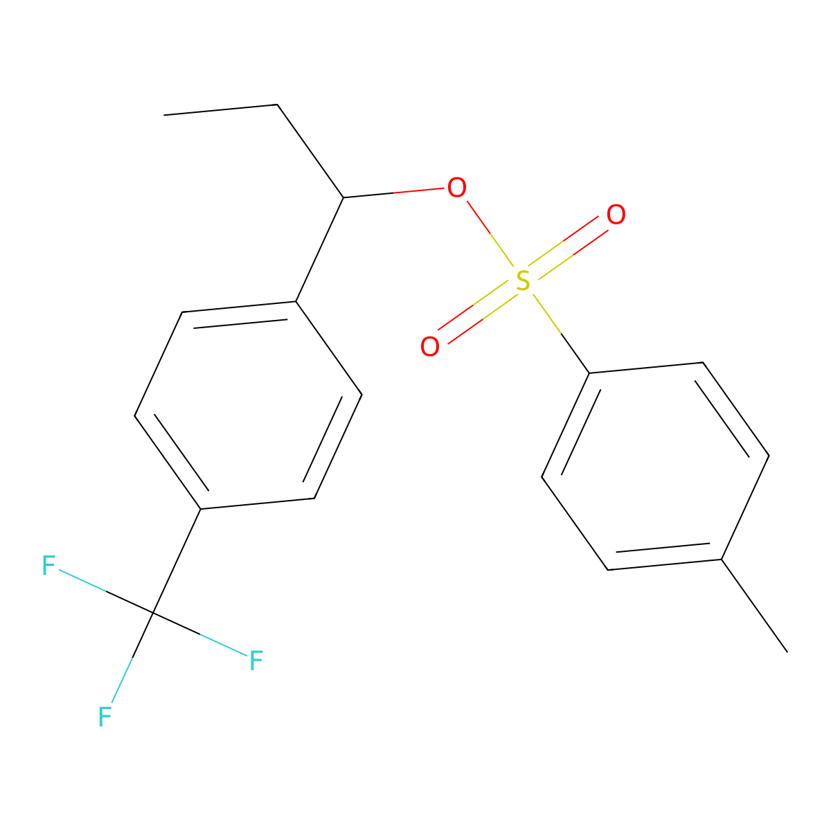 1-[4-(Trifluoromethyl)phenyl]propyl 4-methylbenzene-1-sulfonate molecular structure, CAS 2757956-02-6