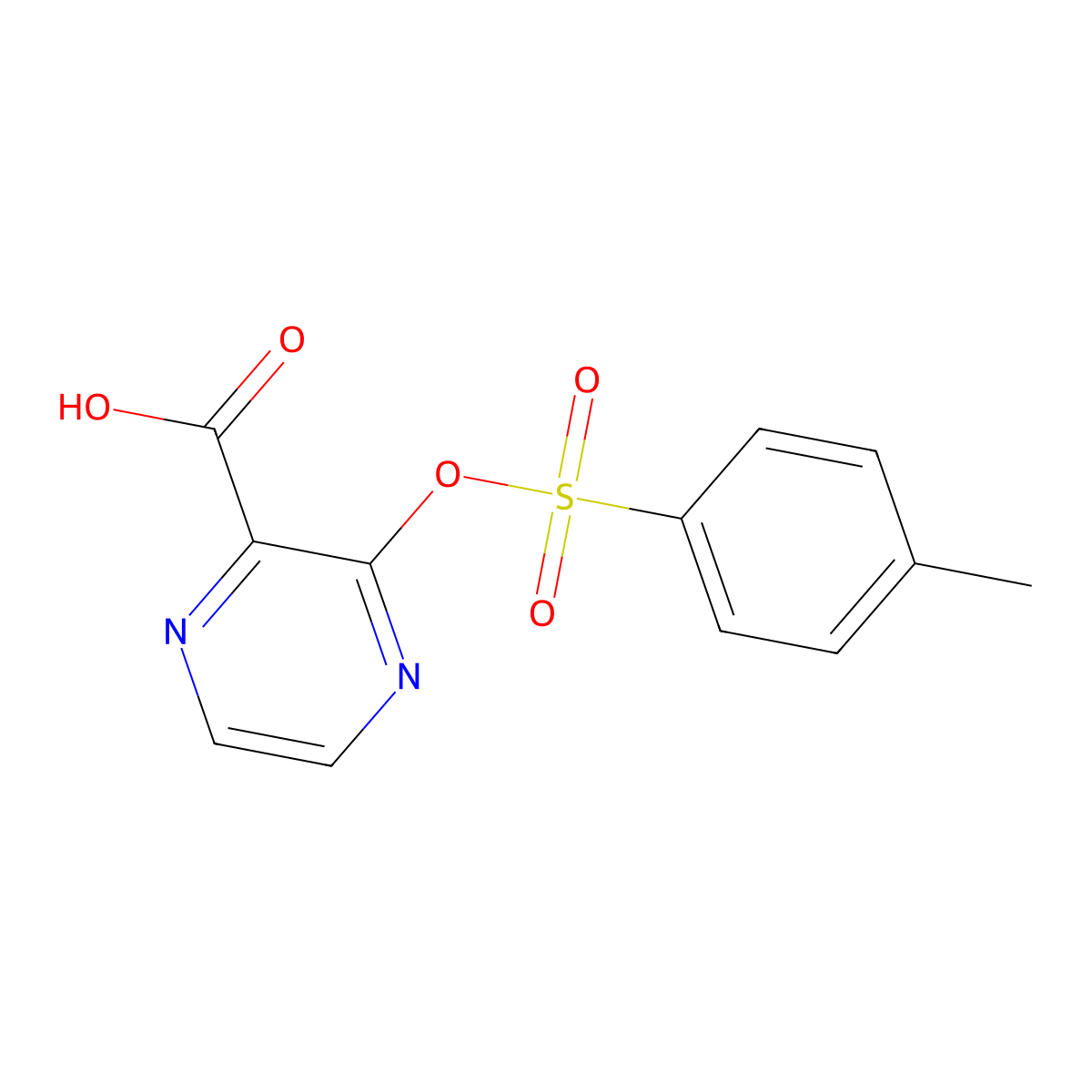 3-[(4-Methylbenzenesulfonyl)oxy]pyrazine-2-carboxylic acid molecular structure, CAS 2757956-10-6