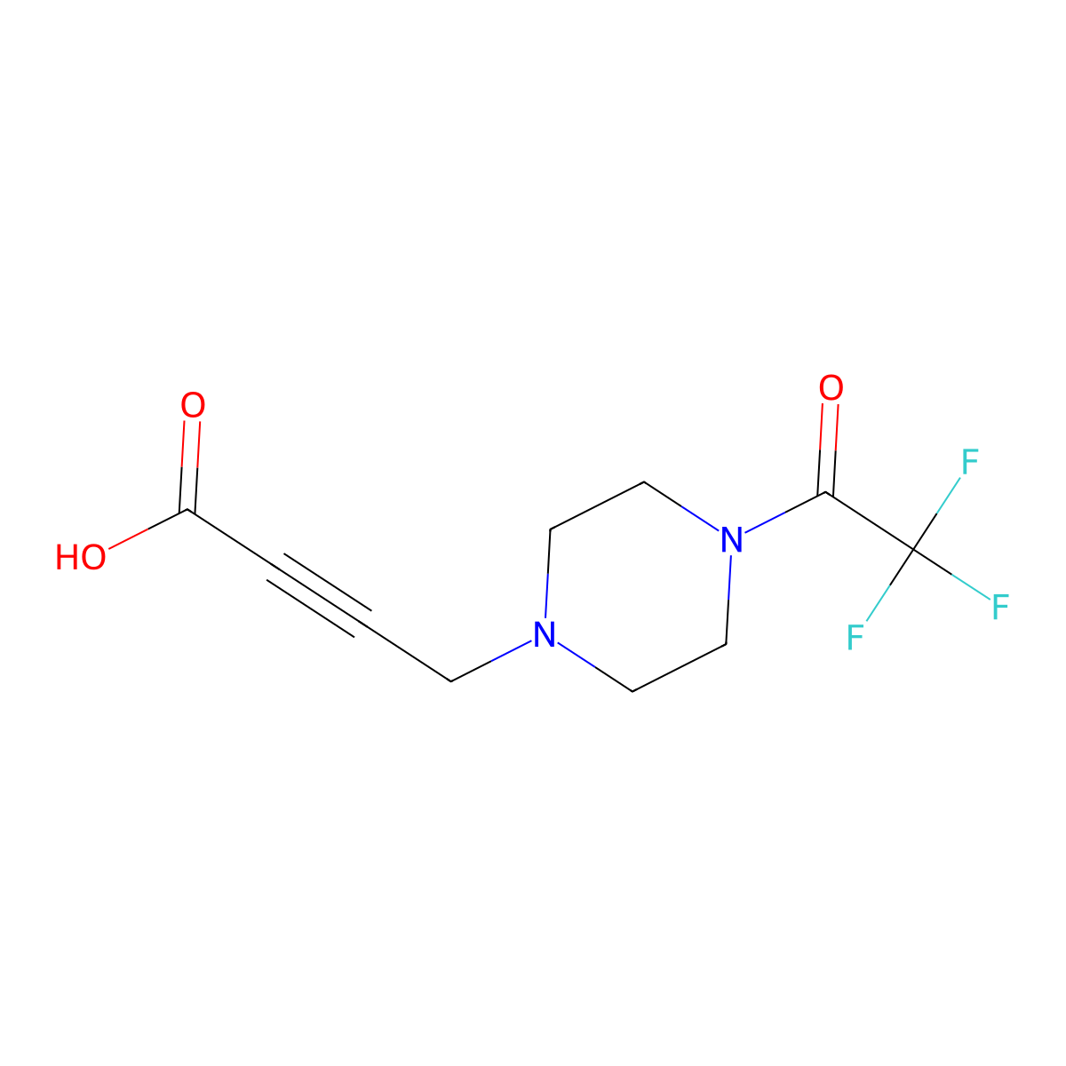 4-[4-(2,2,2-Trifluoroacetyl)piperazin-1-yl]but-2-ynoic acid molecular structure, CAS 2757956-19-5