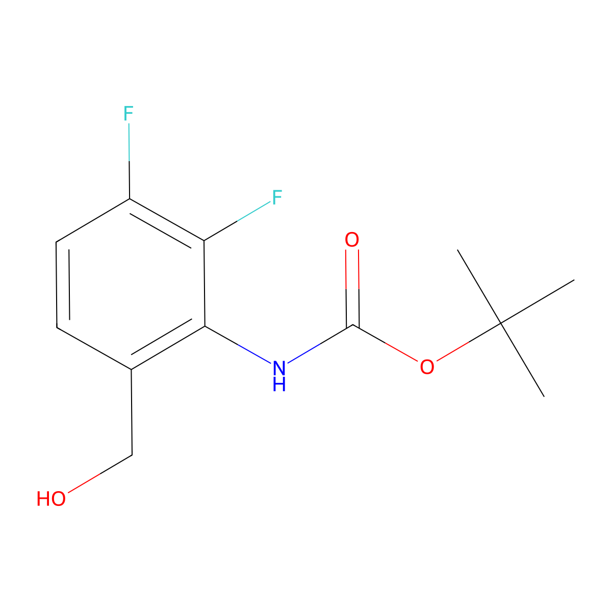 tert-butyl N-[2,3-difluoro-6-(hydroxymethyl)phenyl]carbamate molecular structure, CAS 2757956-32-2