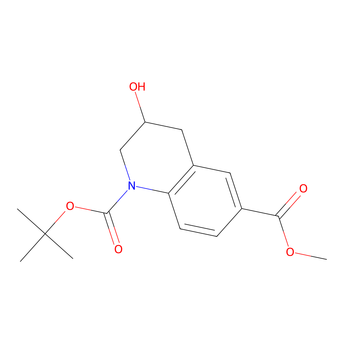 1-Tert-butyl 6-methyl 3-hydroxy-1,2,3,4-tetrahydroquinoline-1,6-dicarboxylate molecular structure, CAS 2757956-34-4