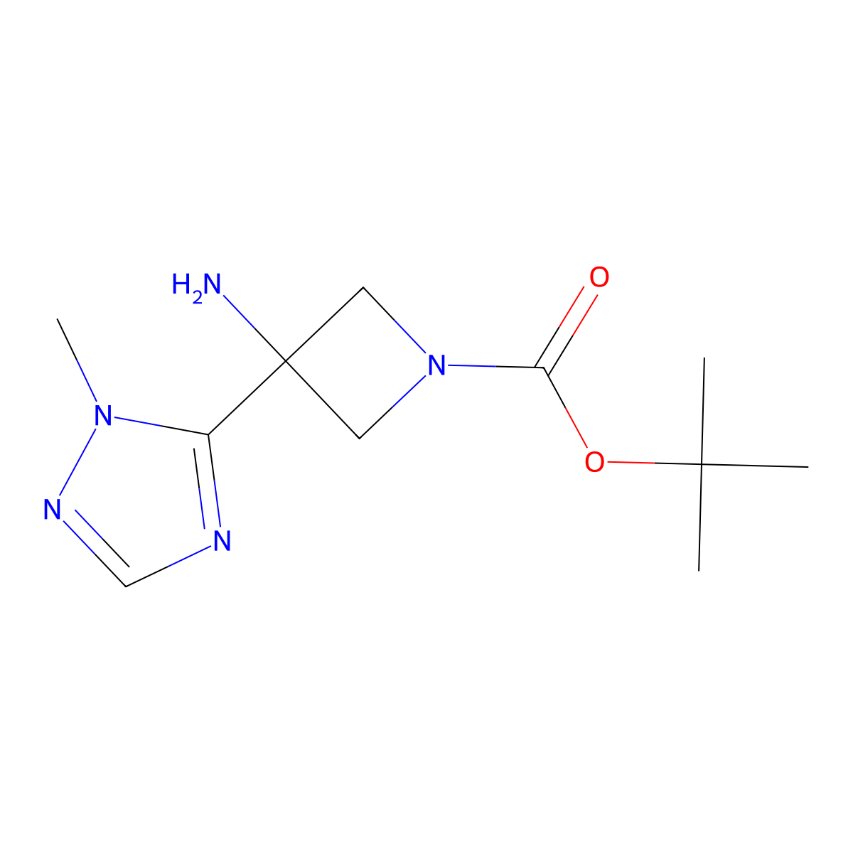 tert-butyl 3-amino-3-(1-methyl-1H-1,2,4-triazol-5-yl)azetidine-1-carboxylate molecular structure, CAS 2757956-39-9