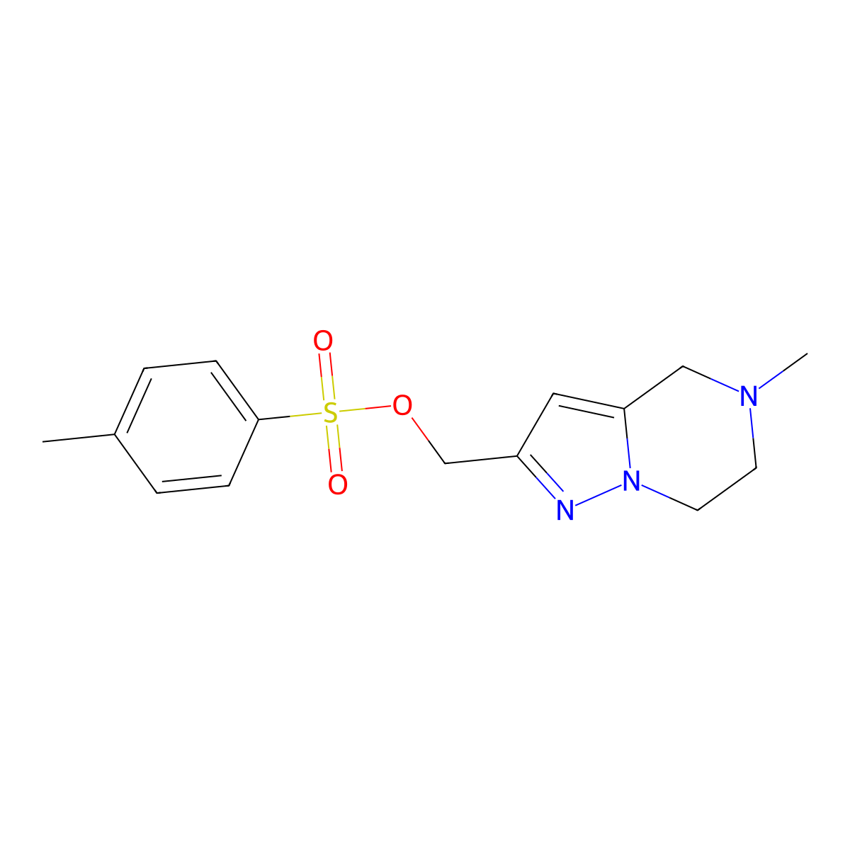 {5-methyl-4H,5H,6H,7H-pyrazolo[1,5-a]pyrazin-2-yl}methyl 4-methylbenzene-1-sulfonate molecular structure, CAS 2757956-43-5