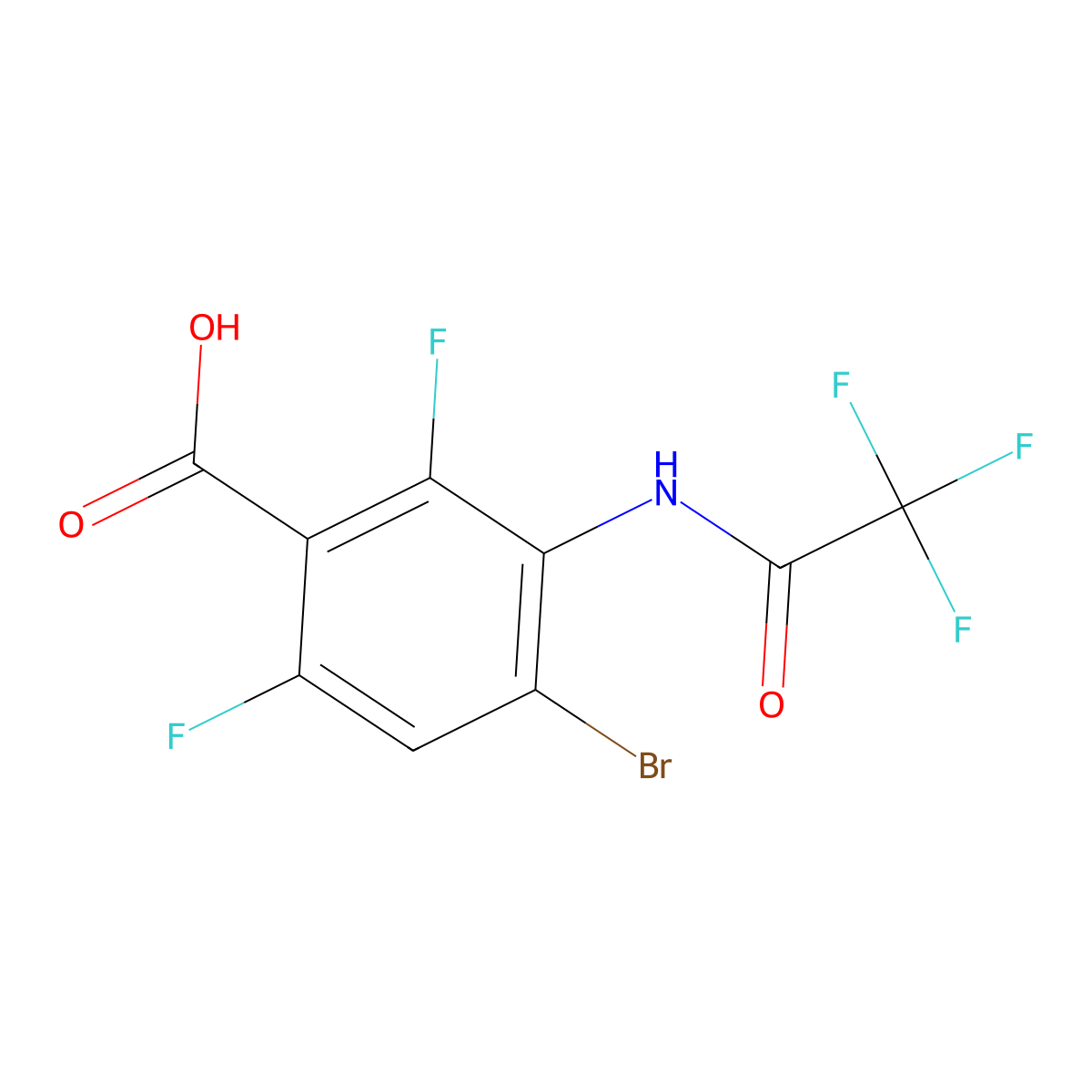 4-Bromo-2,6-difluoro-3-(2,2,2-trifluoroacetamido)benzoic acid molecular structure, CAS 2757956-54-8