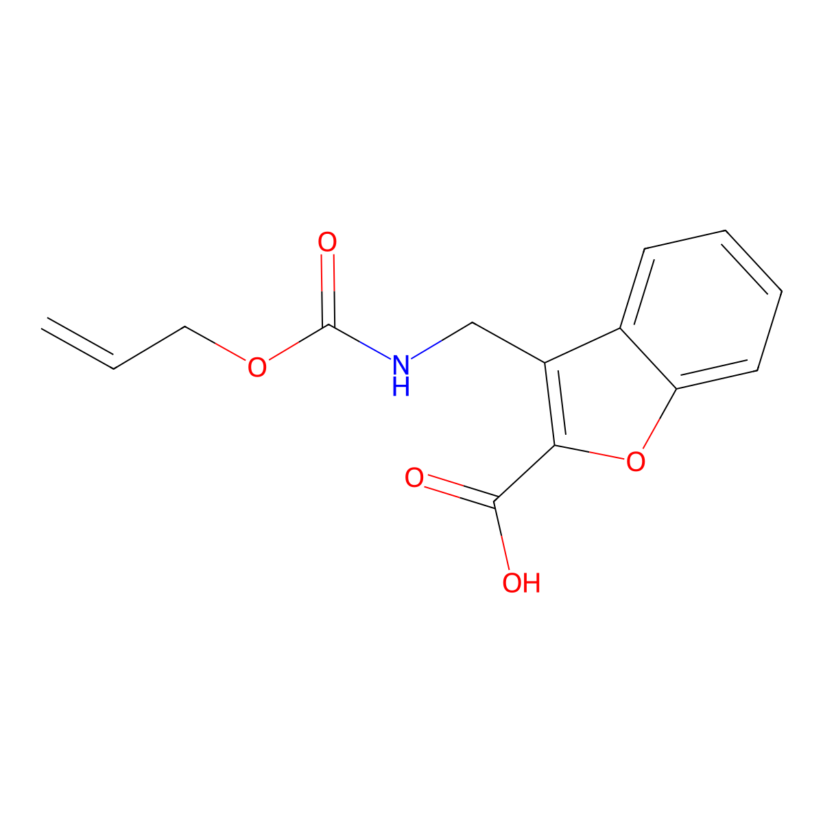 3-({[(Prop-2-en-1-yloxy)carbonyl]amino}methyl)-1-benzofuran-2-carboxylic acid molecular structure, CAS 2757956-63-9