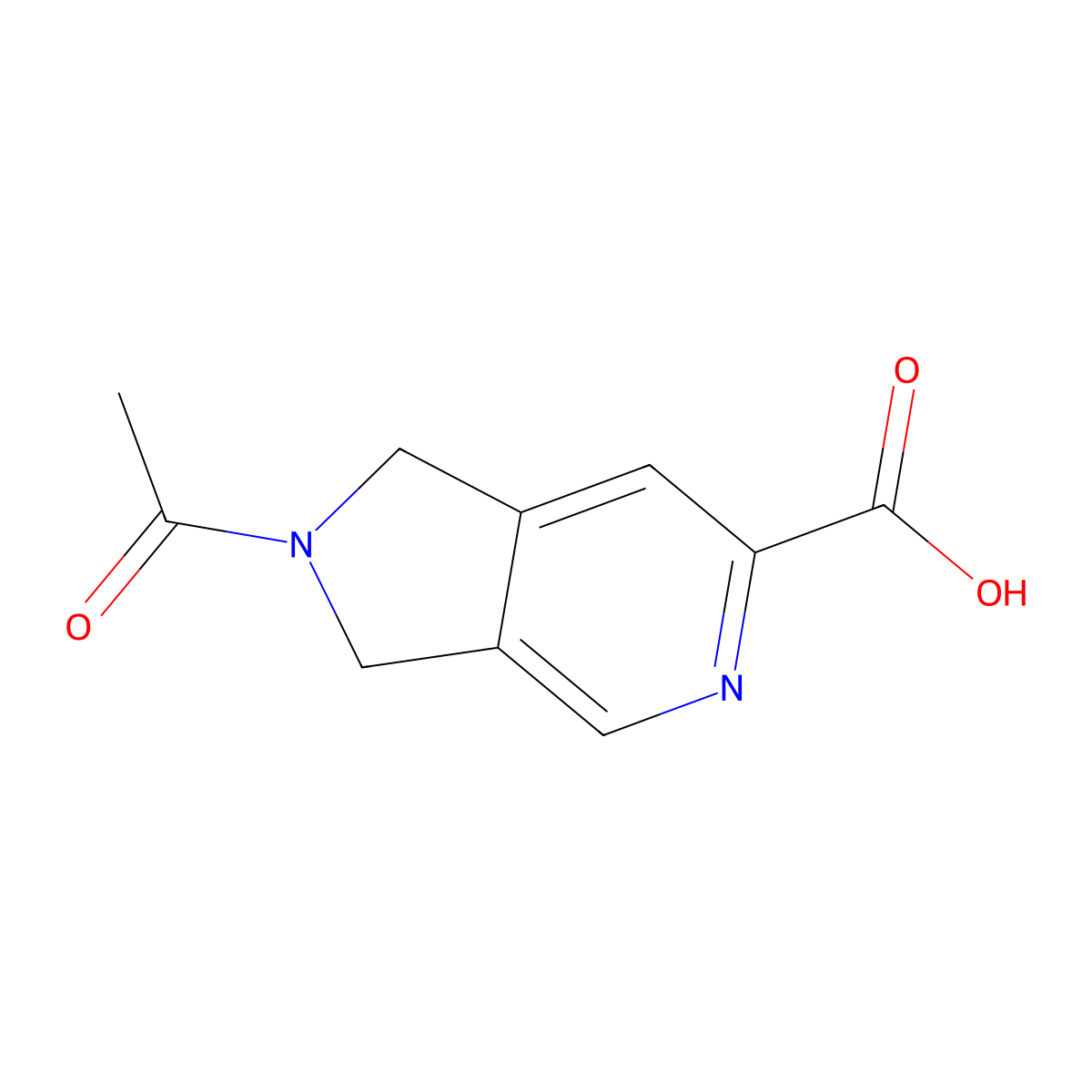 2-acetyl-1H,2H,3H-pyrrolo[3,4-c]pyridine-6-carboxylic acid molecular structure, CAS 2757956-67-3