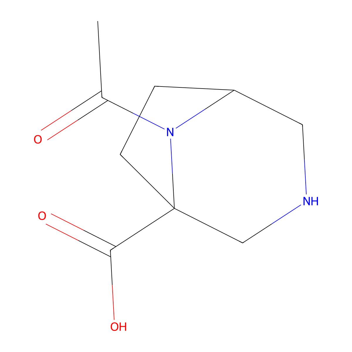 8-Acetyl-3,8-diazabicyclo[3.2.1]octane-1-carboxylic acid molecular structure, CAS 2757958-16-8