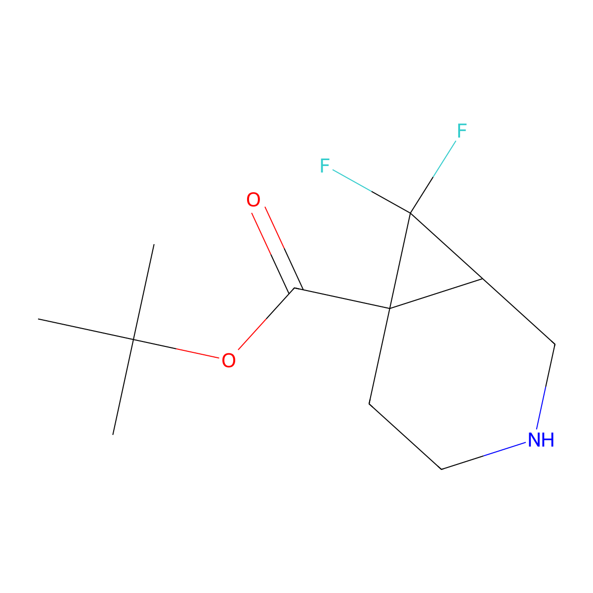Tert-butyl 7,7-difluoro-3-azabicyclo[4.1.0]heptane-6-carboxylate molecular structure, CAS 2757958-19-1
