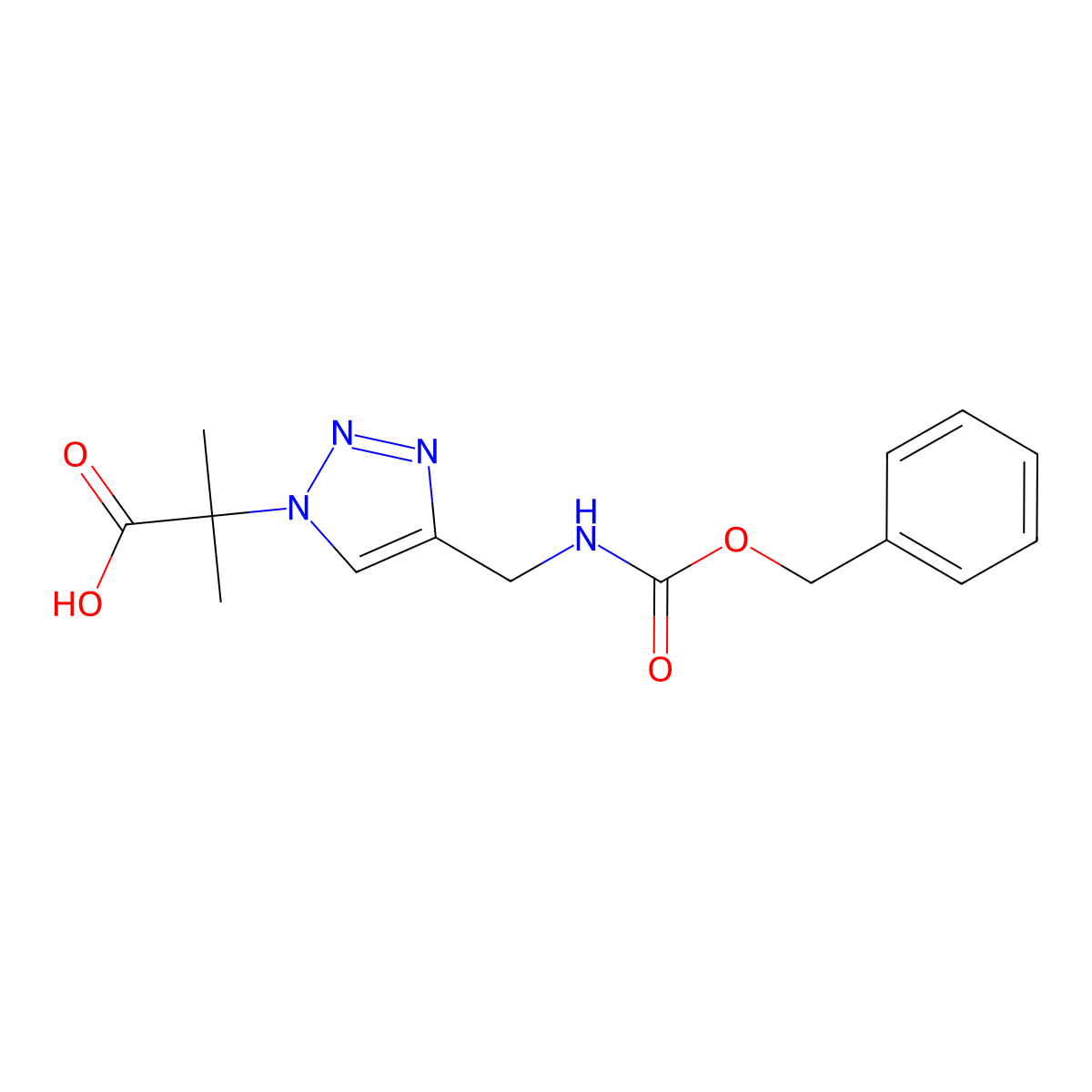 2-[4-({[(benzyloxy)carbonyl]amino}methyl)-1H-1,2,3-triazol-1-yl]-2-methylpropanoic acid molecular structure, CAS 2757958-36-2