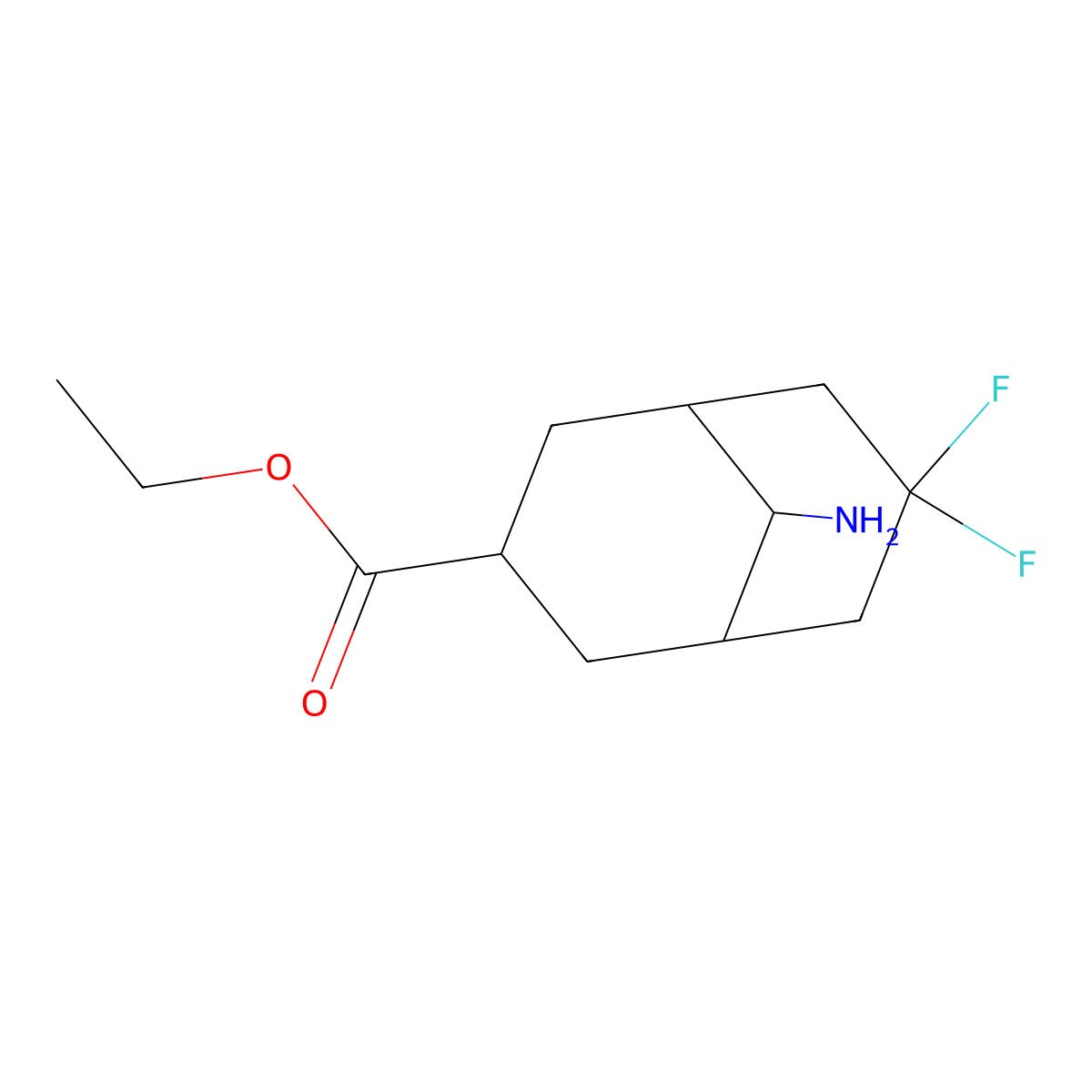 Ethyl 9-amino-7,7-difluorobicyclo[3.3.1]nonane-3-carboxylate molecular structure, CAS 2757958-47-5