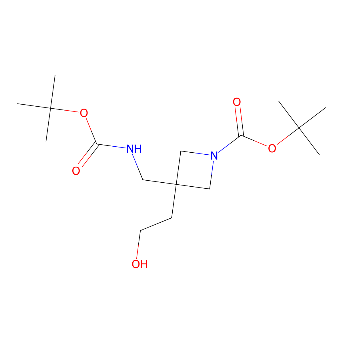 Tert-butyl 3-({[(tert-butoxy)carbonyl]amino}methyl)-3-(2-hydroxyethyl)azetidine-1-carboxylate molecular structure, CAS 2757958-52-2