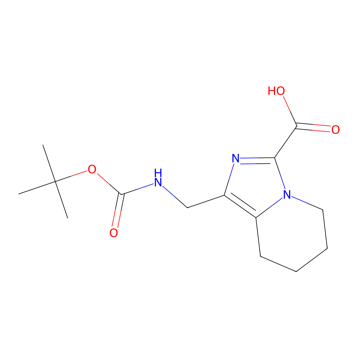 1-({[(tert-butoxy)carbonyl]amino}methyl)-5H,6H,7H,8H-imidazo[1,5-a]pyridine-3-carboxylic acid molecular structure, CAS 2757958-54-4