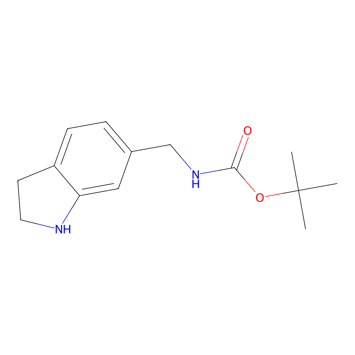 tert-butyl N-[(2,3-dihydro-1H-indol-6-yl)methyl]carbamate molecular structure, CAS 2757958-58-8