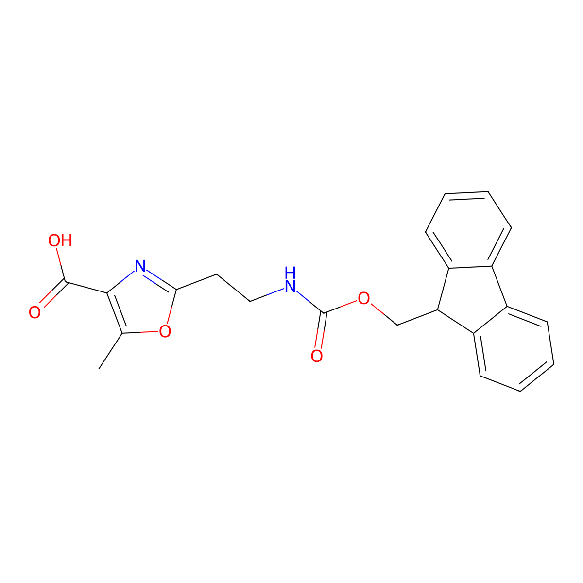 2-[2-({[(9H-fluoren-9-yl)methoxy]carbonyl}amino)ethyl]-5-methyl-1,3-oxazole-4-carboxylic acid molecular structure, CAS 2757958-59-9