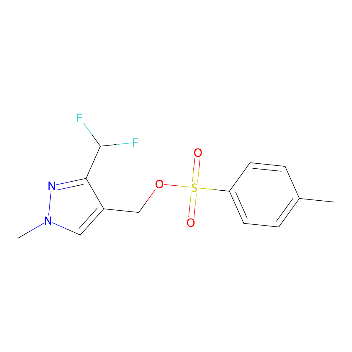 [3-(difluoromethyl)-1-methyl-1H-pyrazol-4-yl]methyl 4-methylbenzene-1-sulfonate molecular structure, CAS 2757958-73-7