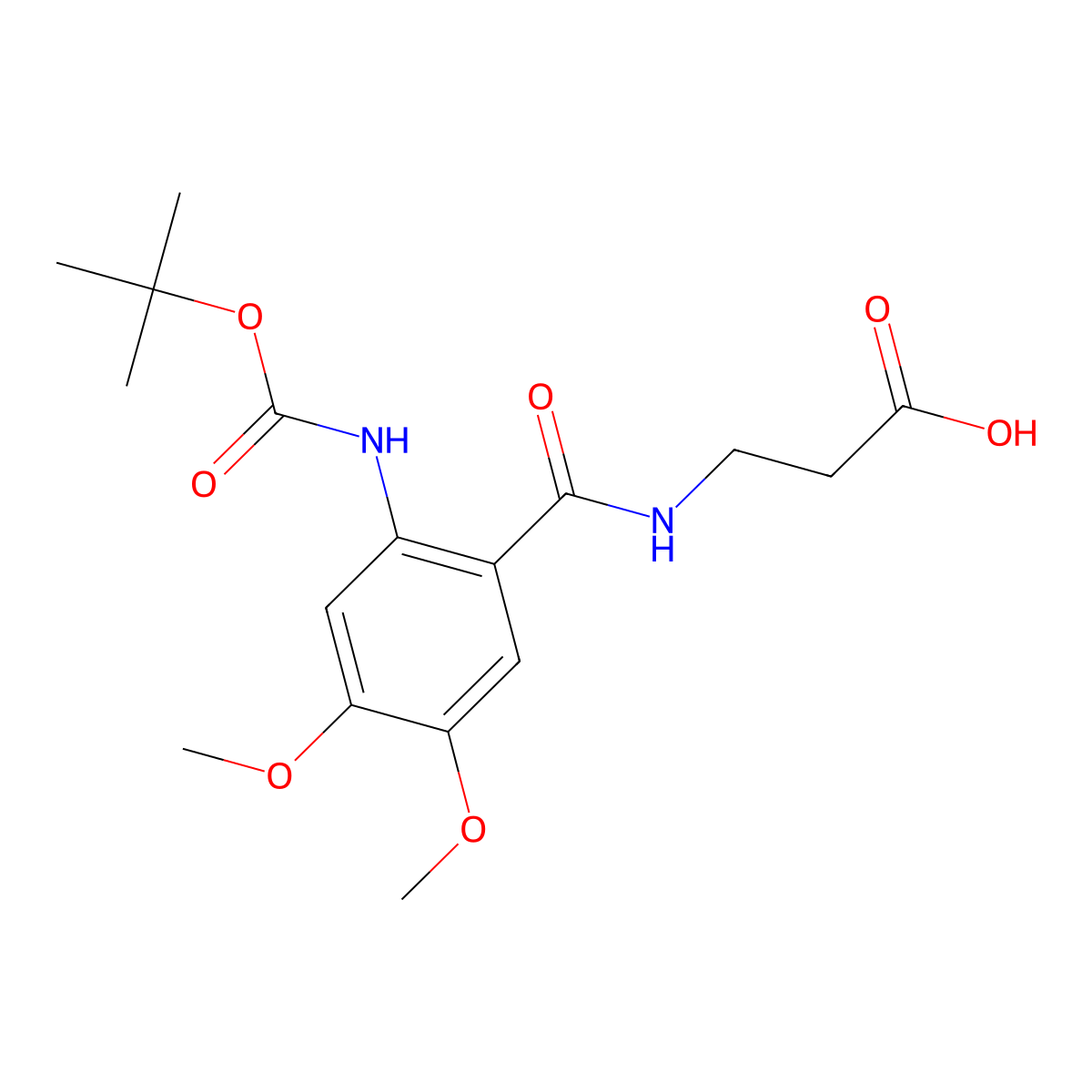 3-[(2-{[(Tert-butoxy)carbonyl]amino}-4,5-dimethoxyphenyl)formamido]propanoic acid molecular structure, CAS 2757958-76-0