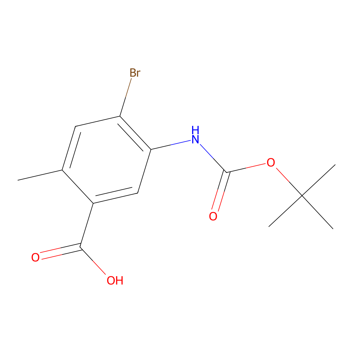 4-Bromo-5-{[(tert-butoxy)carbonyl]amino}-2-methylbenzoic acid molecular structure, CAS 2757958-78-2