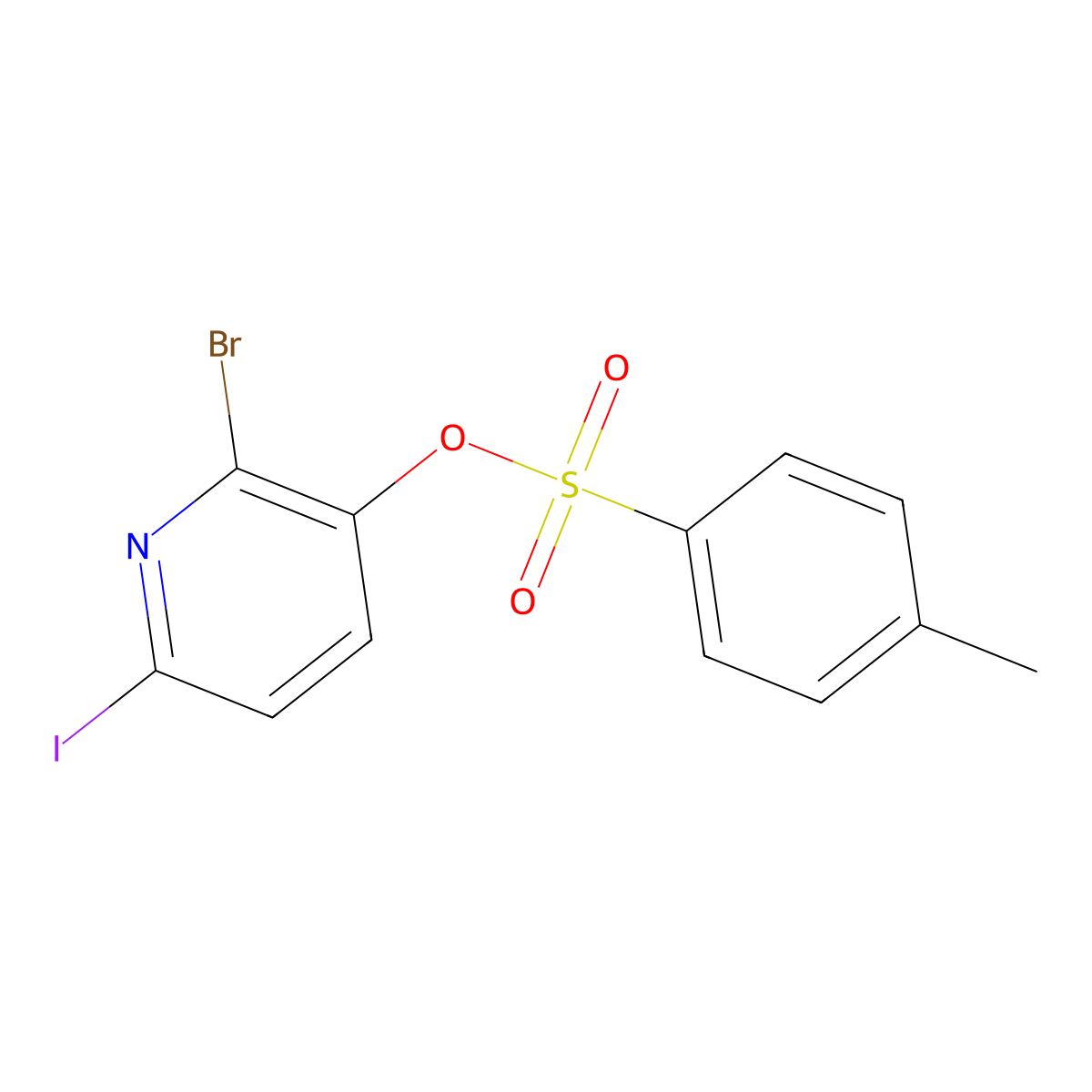 2-Bromo-6-iodopyridin-3-yl 4-methylbenzene-1-sulfonate molecular structure, CAS 2757958-85-1