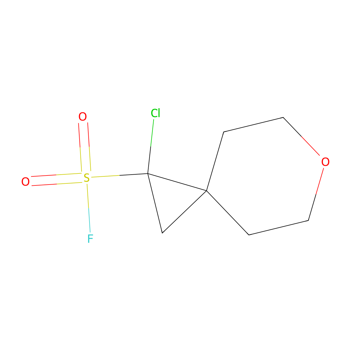 1-Chloro-6-oxaspiro[2.5]octane-1-sulfonyl fluoride molecular structure, CAS 2757958-96-4