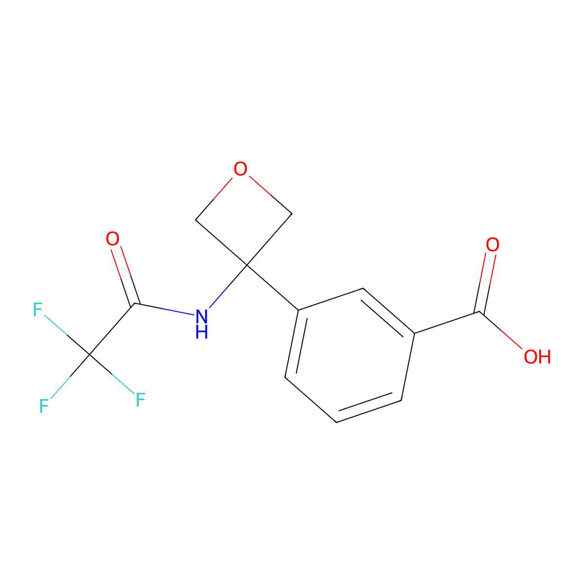 3-[3-(2,2,2-Trifluoroacetamido)oxetan-3-yl]benzoic acid molecular structure, CAS 2757959-10-5